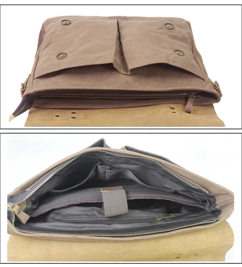 Porte-documents Vintage en Cuir et Toile pour Homme, Sac d'Affaires, Portefeuille de Bureau, Fourre-