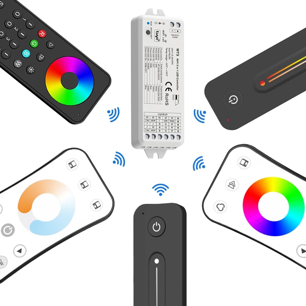 Télécommande sans fil Tuya RGBCCT, contrôleur LED, 12V, 24V, DC 2.4G, RF, pilote RGBWW RGB CCT, vari