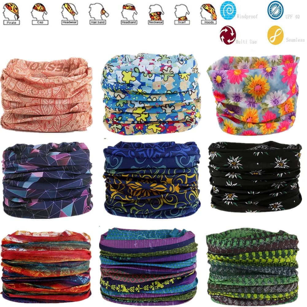1851-1900 fleur feuille imprimé Bandana cou guêtre visage bouclier Sport Camping cyclisme pêche en p