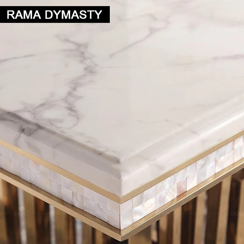 Rama Dymasty-Table à manger rectangulaire en marbre, acier inoxydable, meubles de maison modernes, t