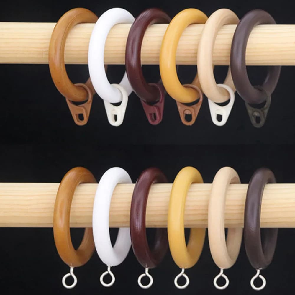 1 douzaine d'anneaux décoratifs en bois pour rideaux en bois avec clip amovible ou vissé