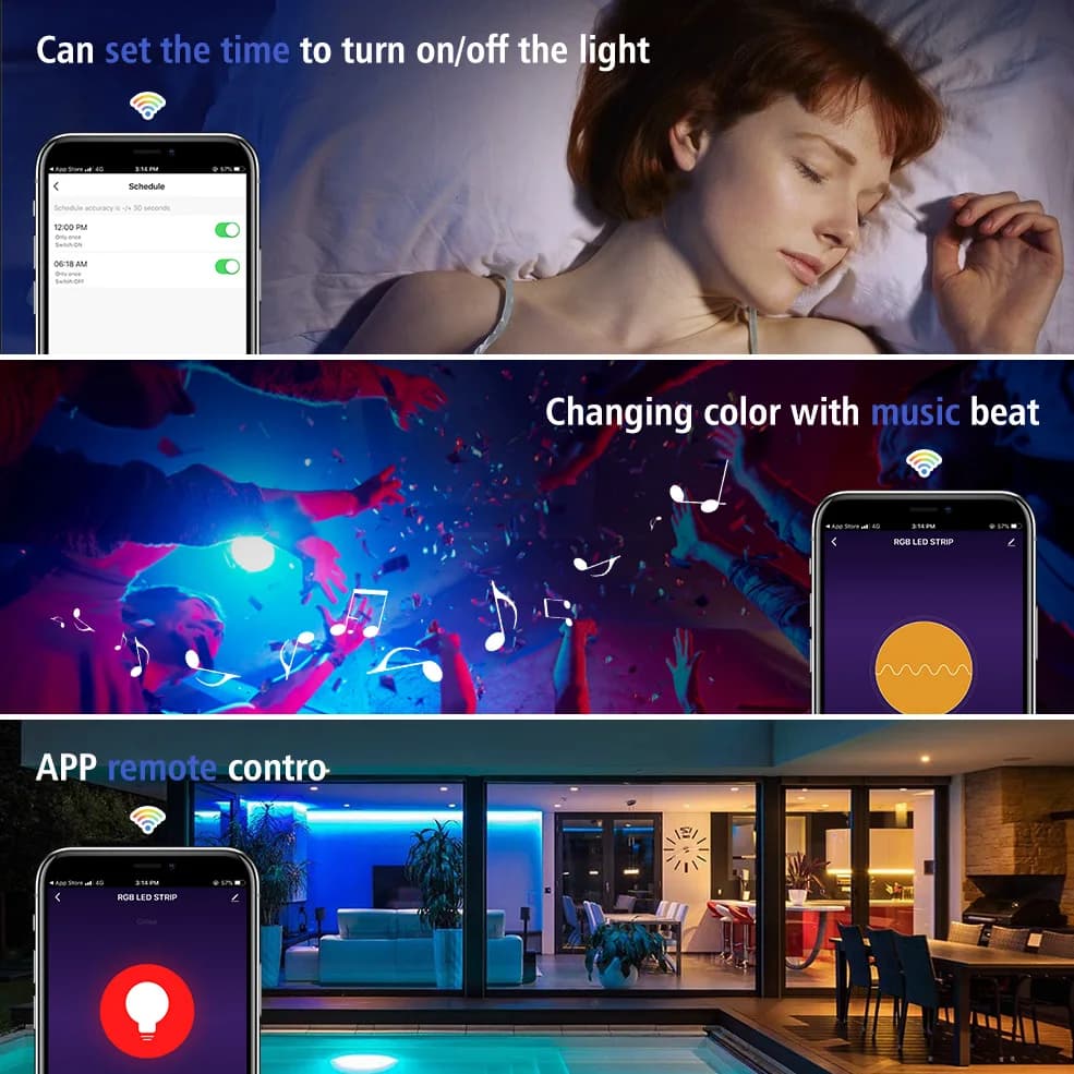 Tuya – contrôleur WiFi RGB 12-24V, variateur de vie intelligent pour bande LED 3 broches WS2811 4 br