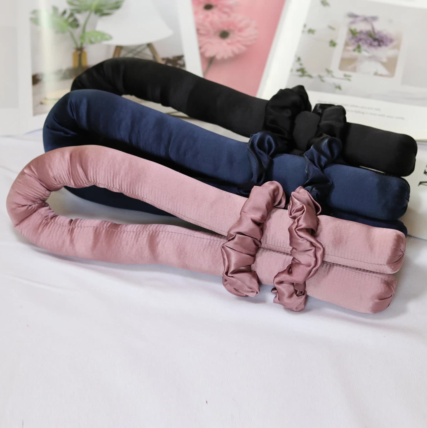 Boucles sans chaleur en soie Pure, bigoudis avec pince à cheveux et ruban à friser, aucun dommage au