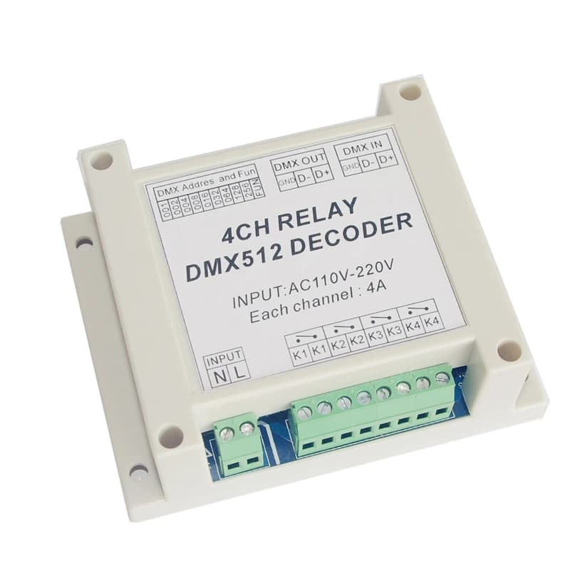 Décodeur de contrôleur AC110-220V, 1 pièce, bande lumineuse Led RGB DMX-RELAY-3CH/4CH-220 DMX512, re