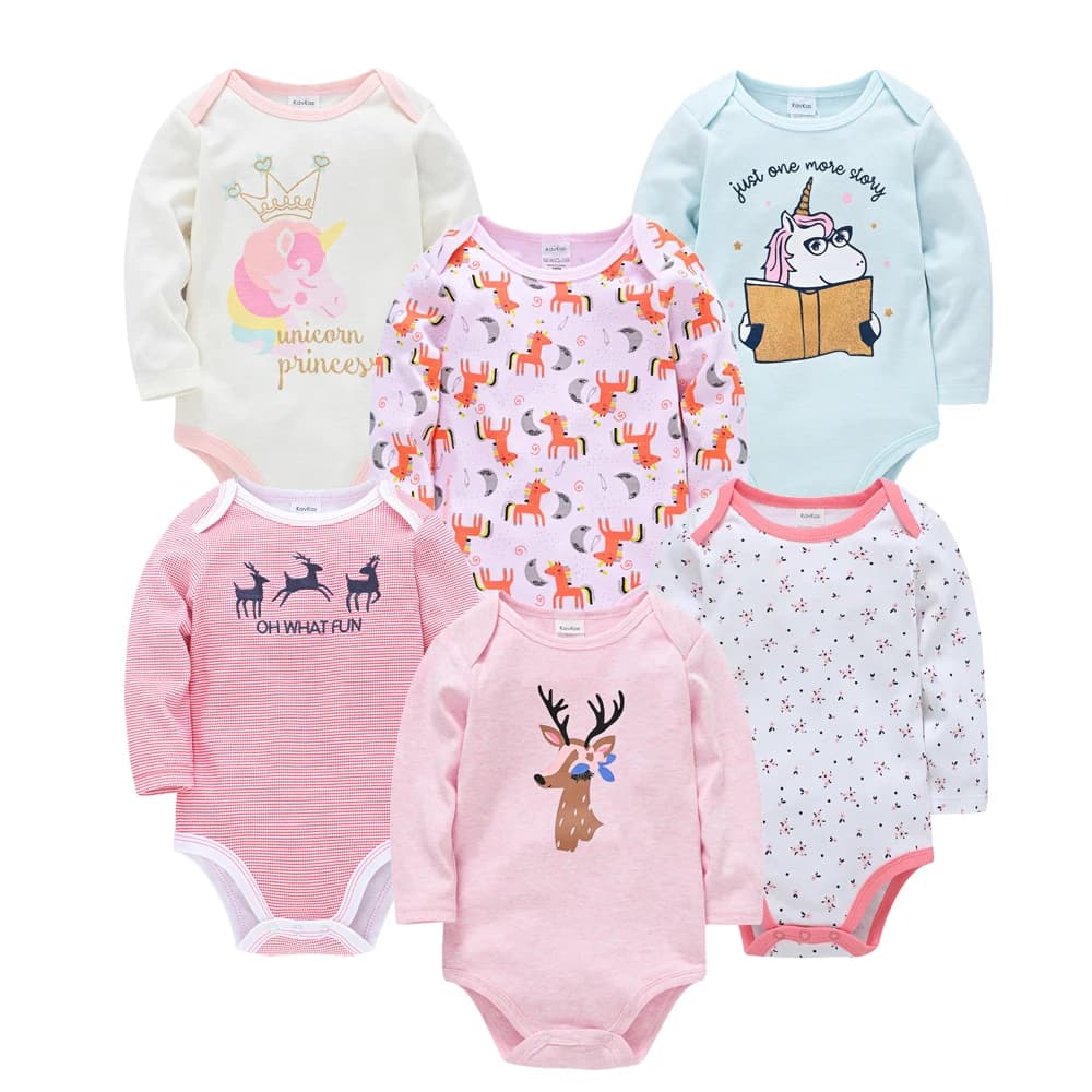 Vêtements pour bébés filles de 3 à 6 pièces/lot, body en coton à manches longues pour filles de 0 à 