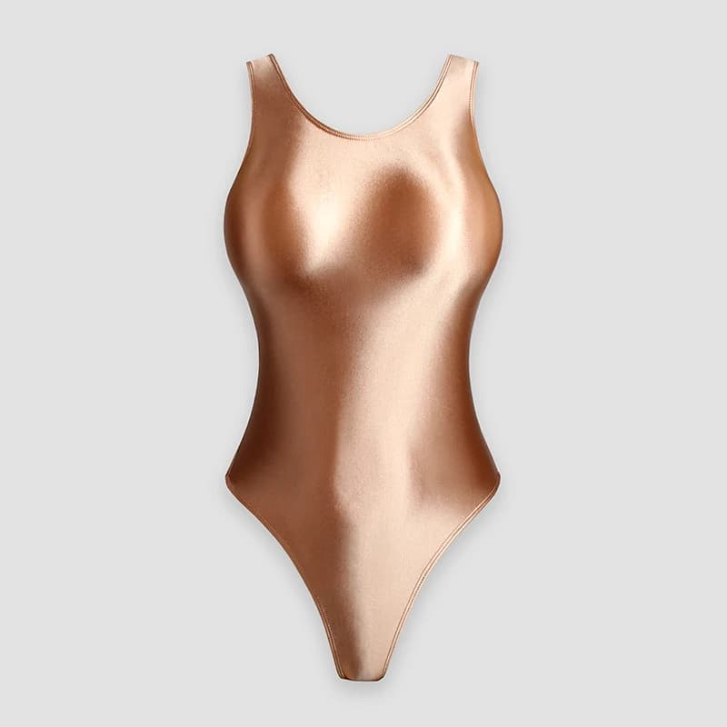 Maillot de bain brillant en satin XClocKNYoung, justaucorps brillant en satin, maillot de bain une p