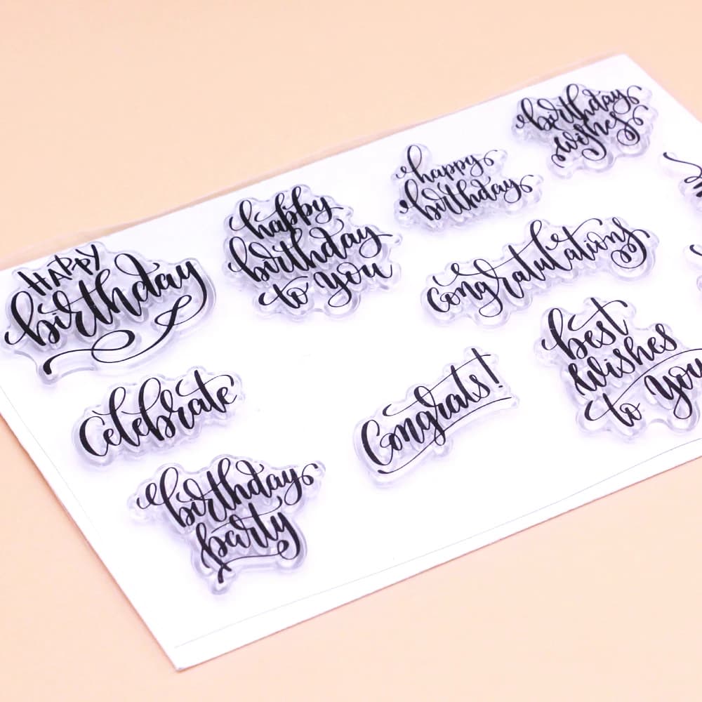 Alinacutle timbres clairs joyeux anniversaire Sentiments Scrapbooking carte Album papier artisanat c