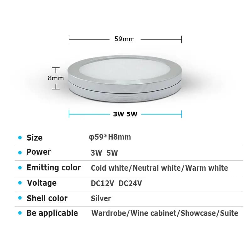 1/3/6 pièces LED armoire lumière 3W 5W DC12V 24V placard lampe éclairage intérieur pour sous armoire