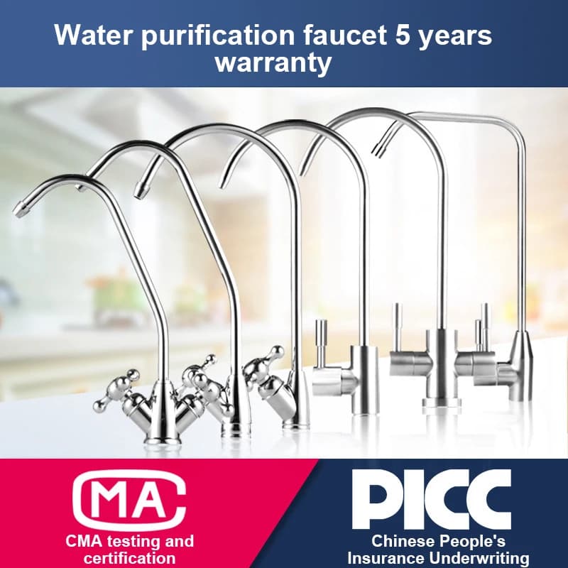 Robinet d'eau de cuisine en acier inoxydable 304, chromé, connexion de 1/4 pouces, robinet à osmose 