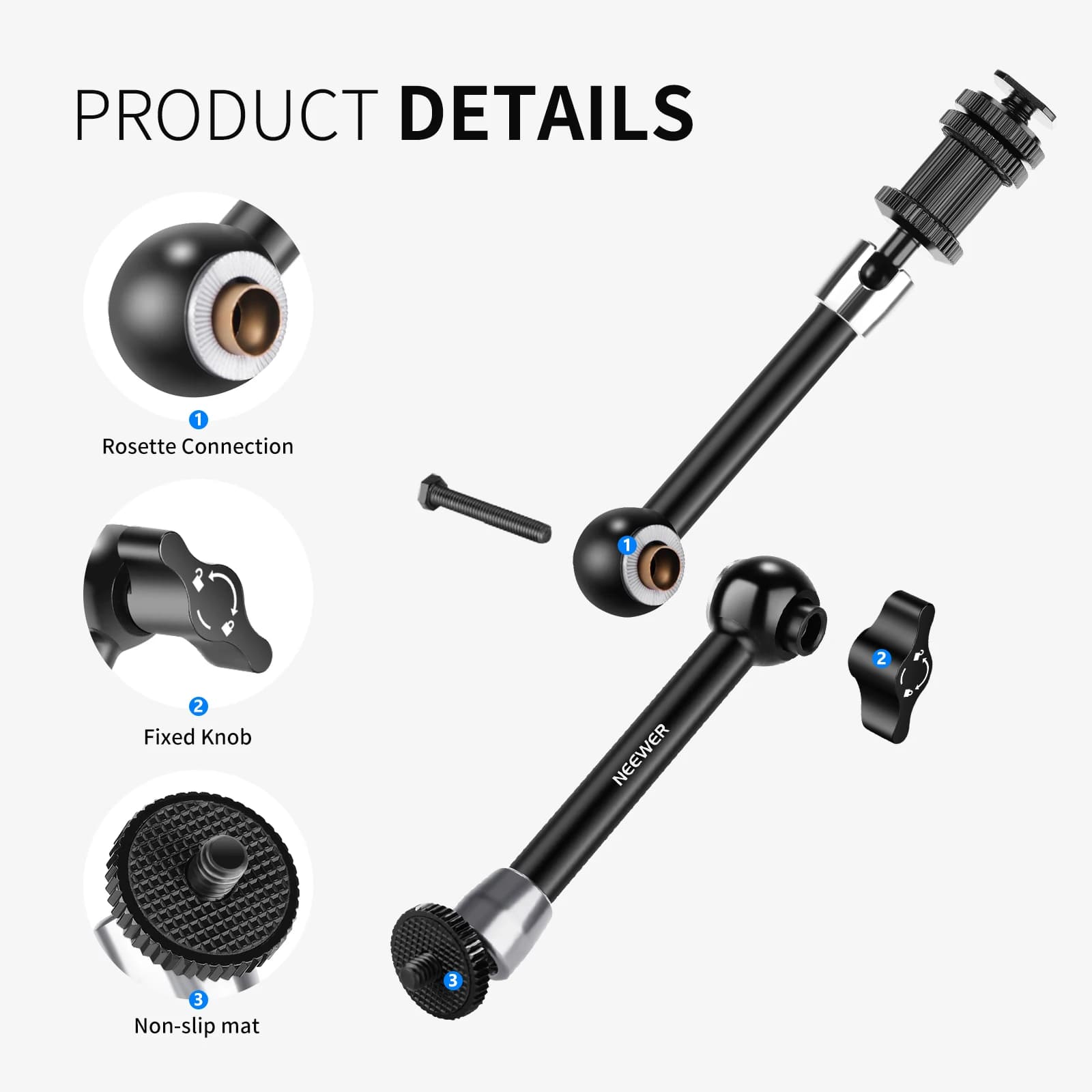 NEEpacks-Kit de bras articulé et de pinces, super pince réglable à 360 °, bras magique de 11 "avec s