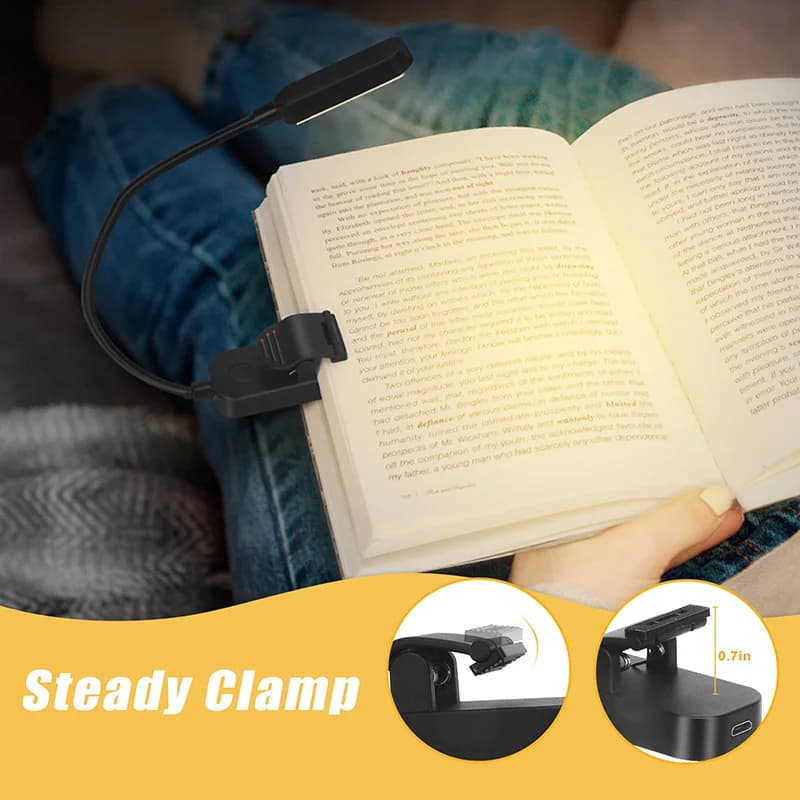 Lampe de livre ambre Mini USB Led Rechargeable Flexible veilleuse lampe de bureau à clipser lampe de