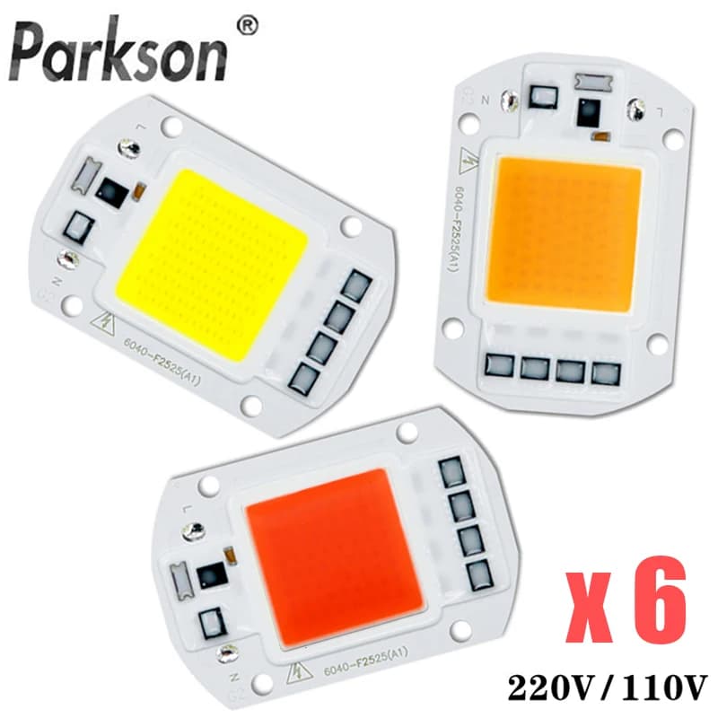 6 pièces/lot COB lampe à LED puce Diode grandir plante lumière AC 110V 220V 10W 20W 30W 50W LED perl