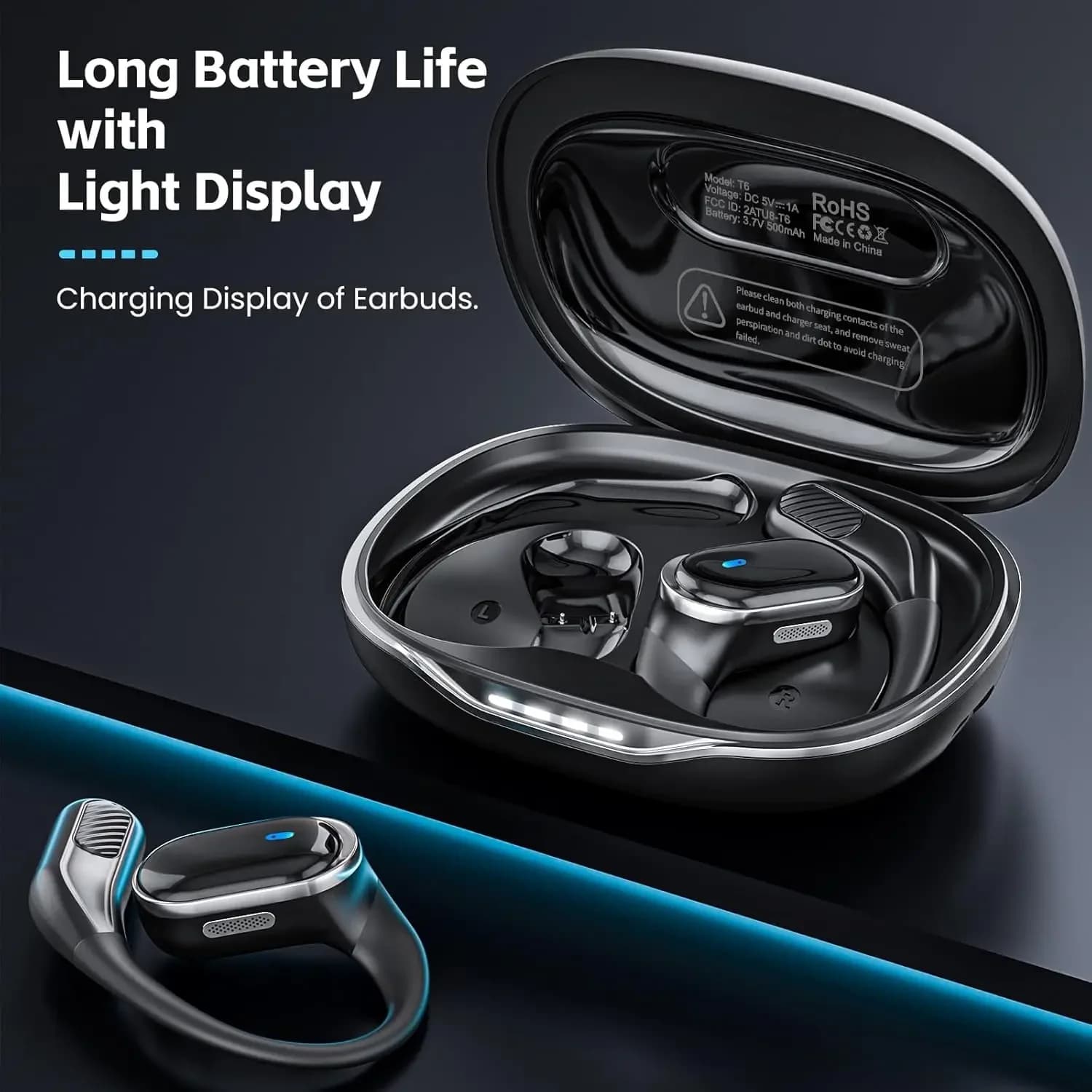 Écouteurs Bluetooth sans fil, avec micro, Conduction d'air, crochet d'oreille, suppression du bruit,