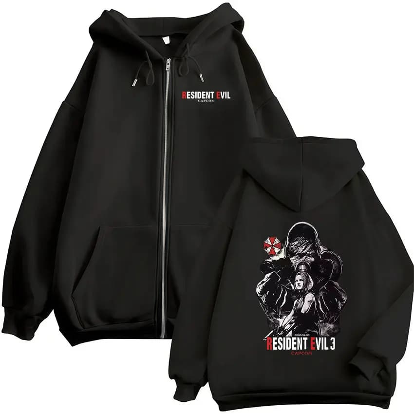 Sweat-shirt à capuche à fermeture éclair Resident Evil 4, pour fans du jeu CAPCOM, pull-over rétro à