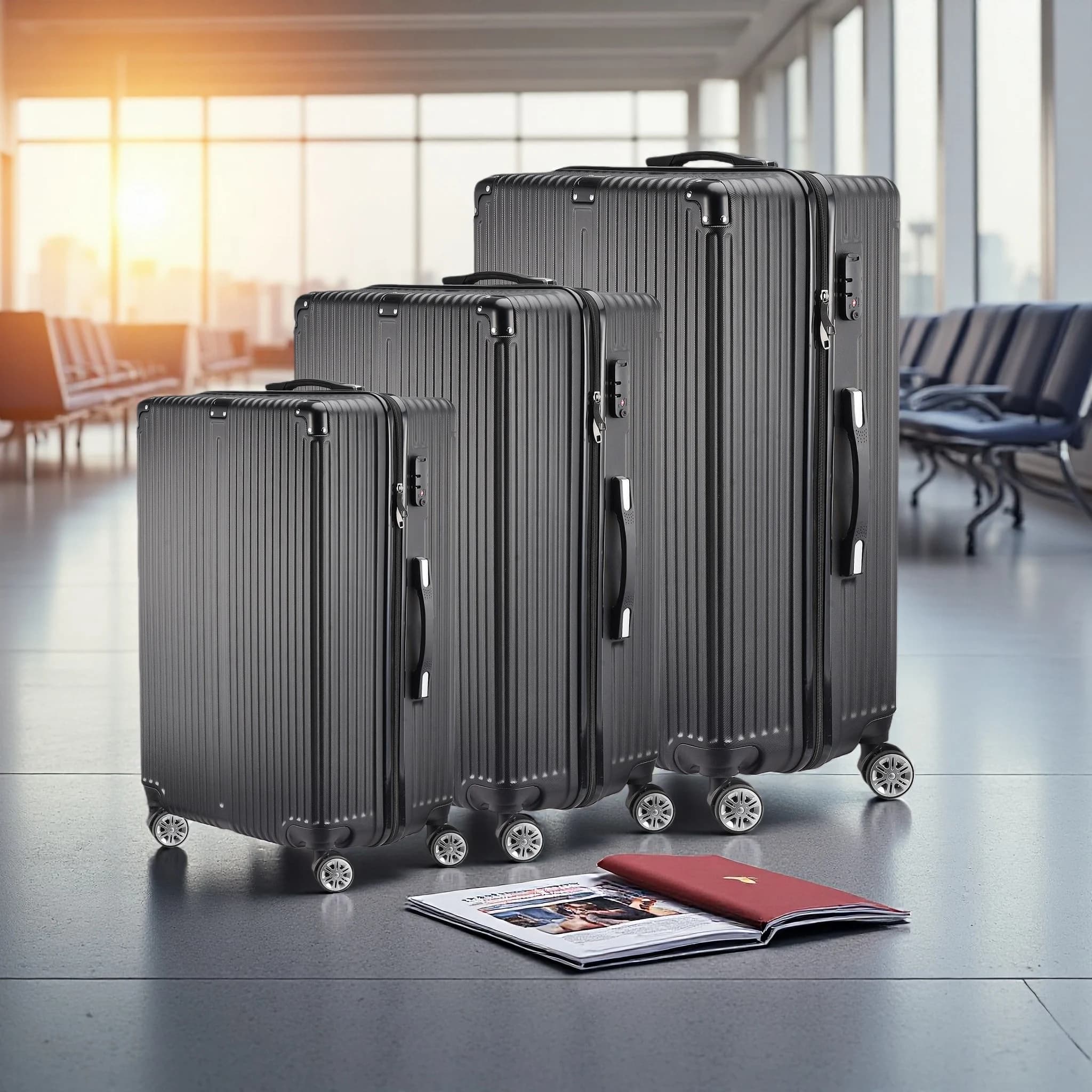 Ensemble de valises Lazyspace 3 pièces, valise de voyage avec roulettes et serrure, ensembles de bag
