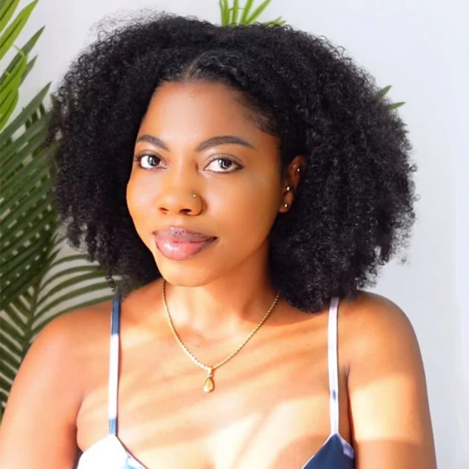 Tuneful court naturel crépus bouclés 3 en 1 demi-perruques cheveux humains pour les femmes (peut êtr