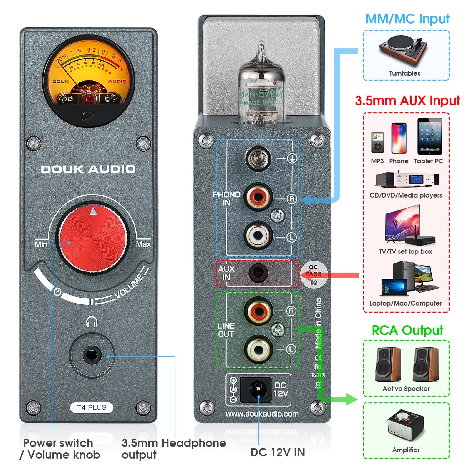 Préamplificateur phono à tube à valve Douk Audio 6CS6 pour platines MM/MC, amplificateur audio stéré