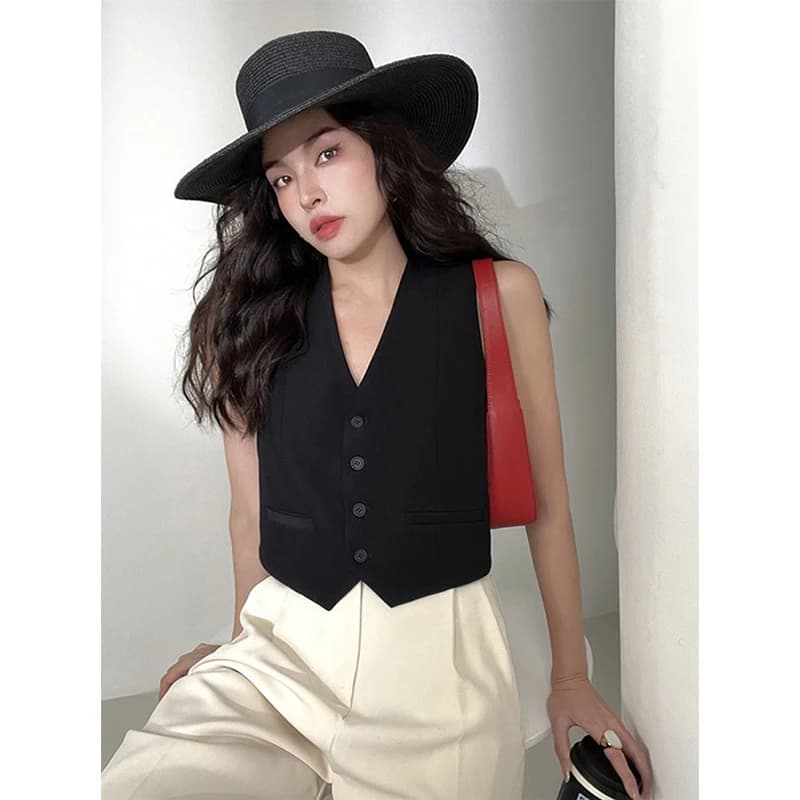 MEXZT-Blazer court vintage pour femme, gilet imbibé noir, vestes coréennes, manteau en fibre blanche