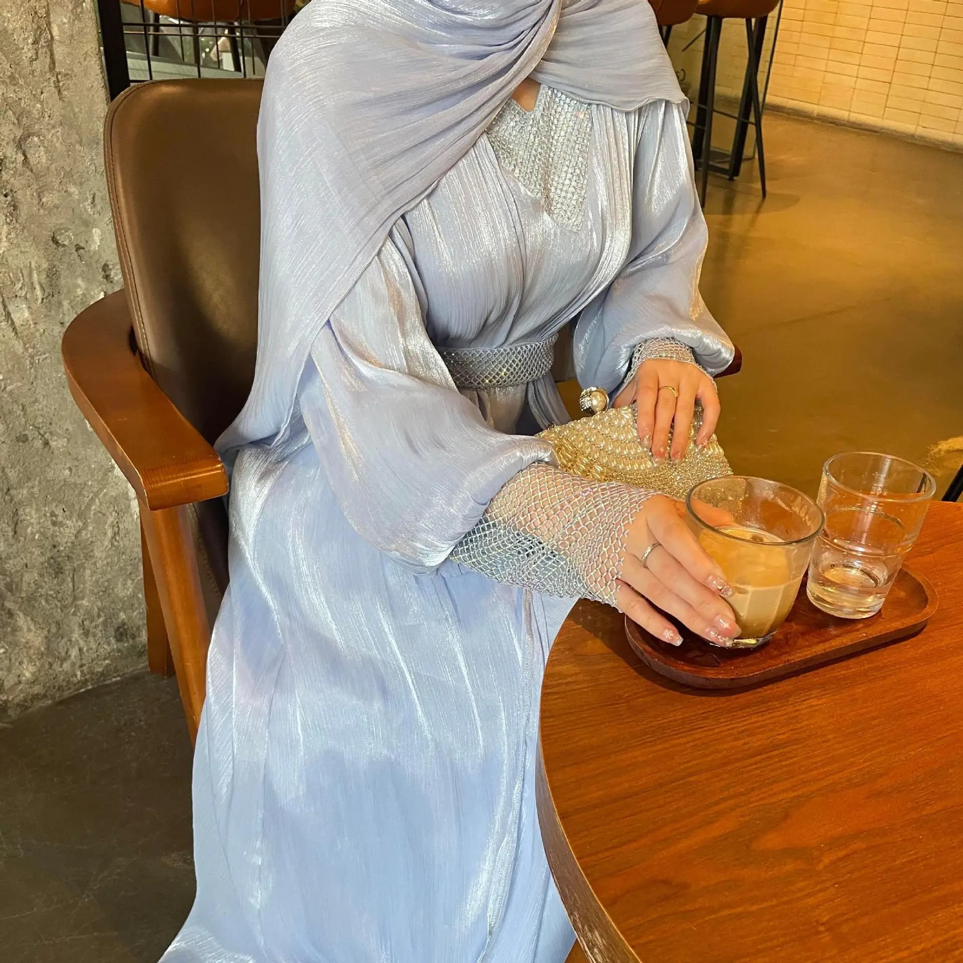 Nouveau Vêtements pour femmes musulman Abaya Robe en mousseline de soie moyen-orient couleur unie lo