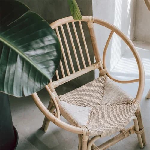 Chaise de salon nordique en rotin, chaise à dossier rond, canapé simple, chaises de thé en osier jap