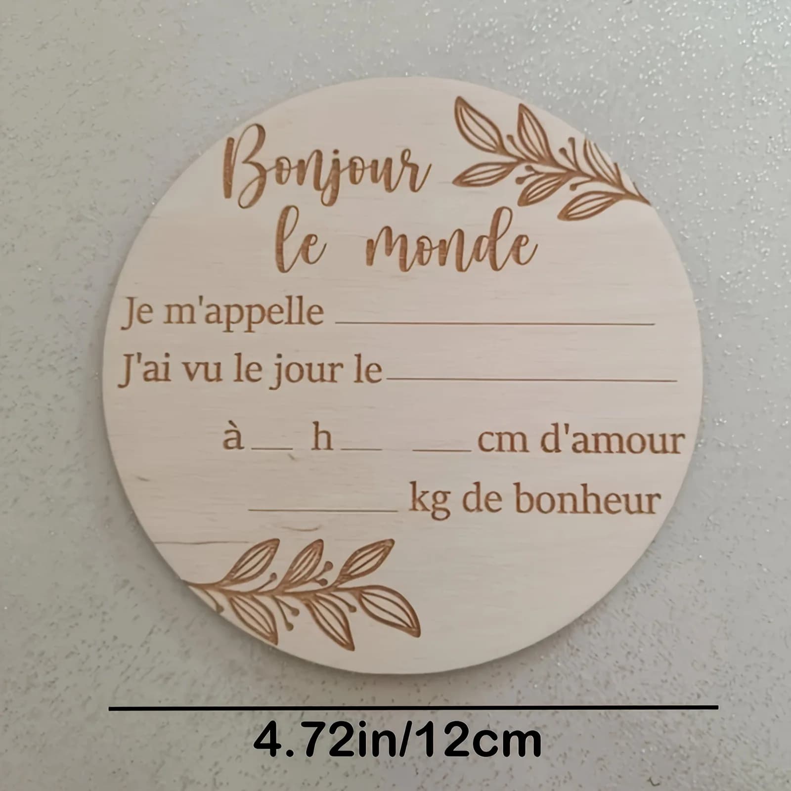 1 pièce bébé nouveau-né panneau de bienvenue en bois sculpté design "Hello World" baby shower bois n