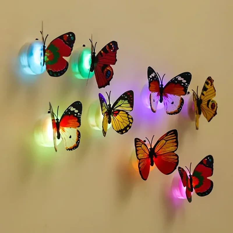2/1 pièces LED coloré papillon veilleuse bricolage LED réfrigérateur aimant fête mariage salon chamb