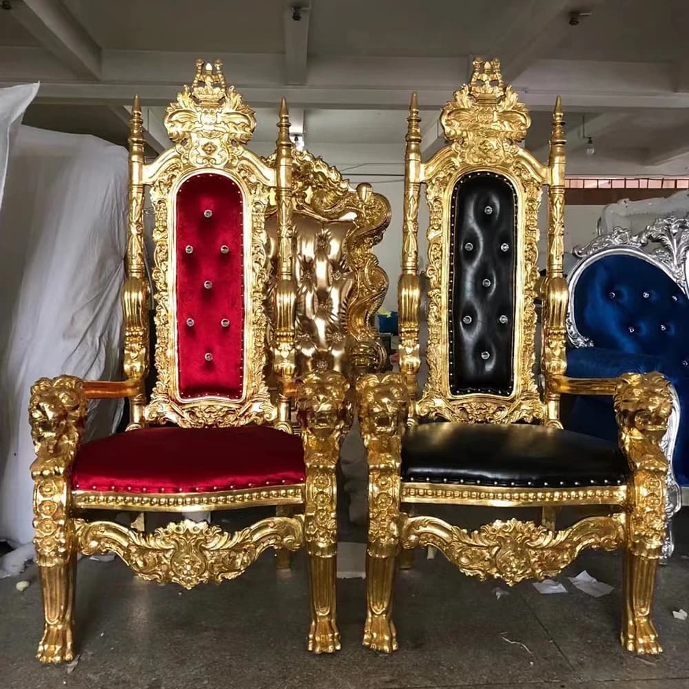 Chaise de luxe Royal King Throne à dossier haut pour marié et mariée, meubles d'hôtel de haute quali