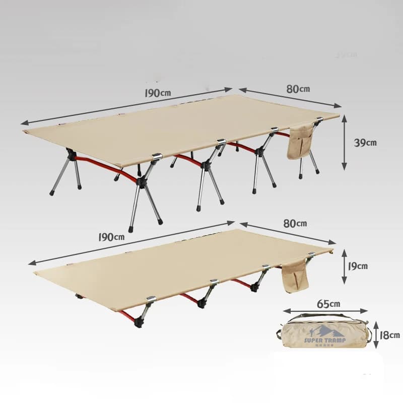 Lit de Camping Portable pliable de 80cm de large, lit de couchage ultraléger en alliage d'aluminium 