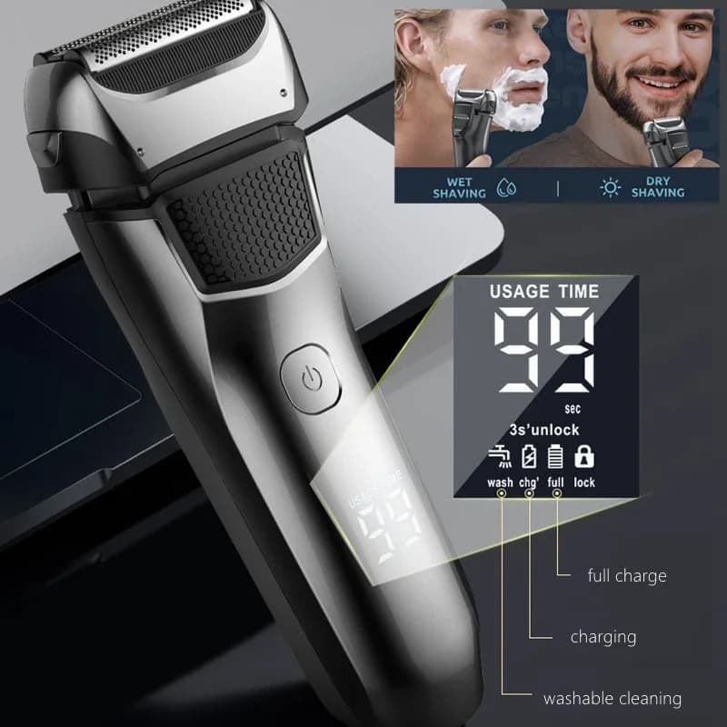 Kemei rasoir électrique pour hommes barbe faciale rasoir humide et sec rasoir professionnel Recharge