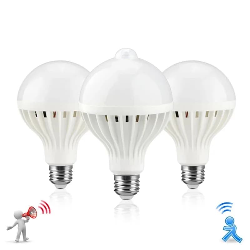 Ampoule LED avec détecteur de mouvement 220V, ampoule LED 3W 5W 7W 9W 12W E27, lampe LED intelligent