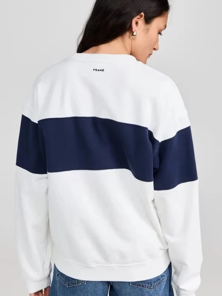 Ritz Paris 2026 – pull à col rond brodé, blanc, bleu foncé, coupe ample, sweat à capuche pour femme,