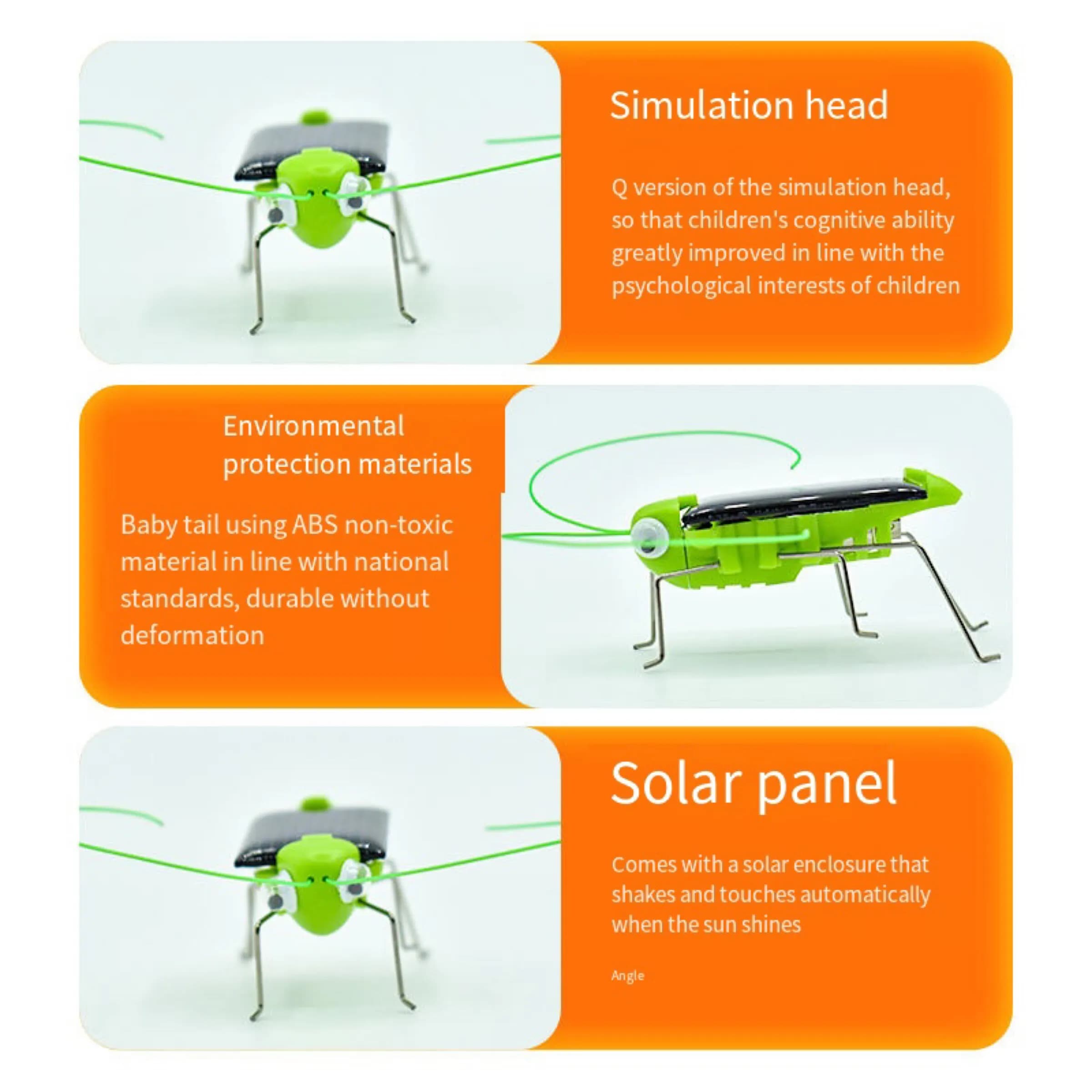 Jouet sauterelle solaire pour enfants, puzzle, cadeau sélectionné, simulation d'insecte, éducation s
