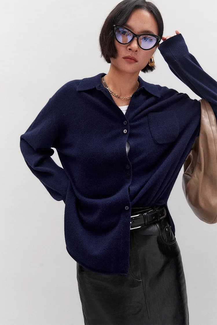 Magnifique chemise tricotée en cachemire de laine avancé, Gao Zhi Tong Qin Lu, OS, enseignement de m