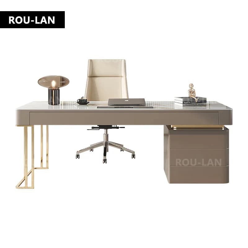 Bureau en dalle de roche pour petit appartement, bureau d'étude scandinave de luxe, bureau d'ordinat