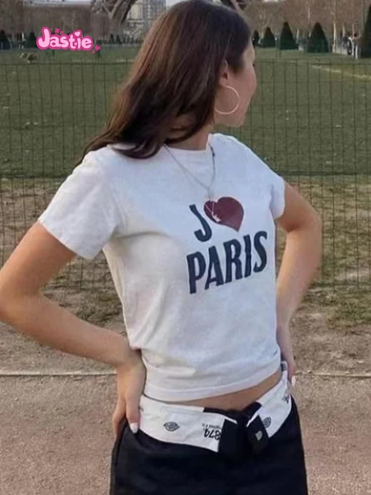 T-shirt Manches Courtes Col Rond en Coton Doux pour Femme, Streetwear Décontracté Vintage Y2k, Été 2