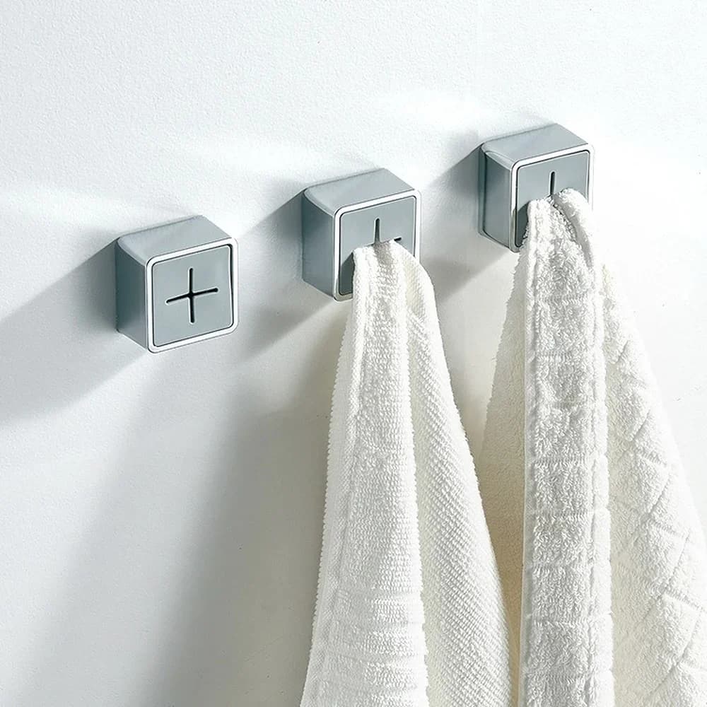 Porte-serviettes sans poinçon pour salle de bain, 2 pièces, porte-serviettes adhésif, crochet univer