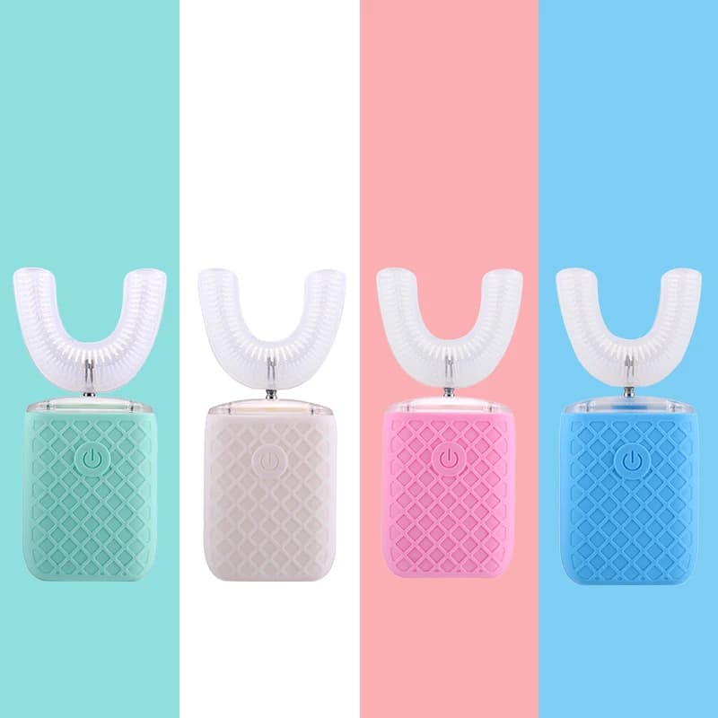 360 °   Brosse à dents sonique électrique automatique en forme de U, Rechargeable pour adultes et en
