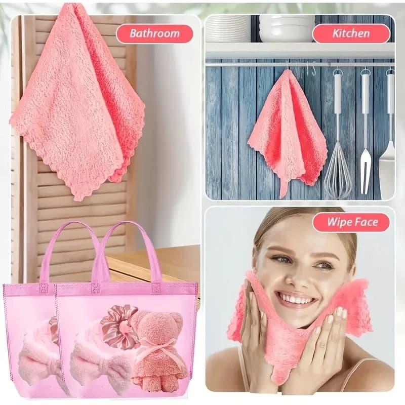Coffret cadeau 20 Spa - 5 grands sacs en polyester, 5 bandeaux, 5 anneaux pour cheveux, 5 tissus en 