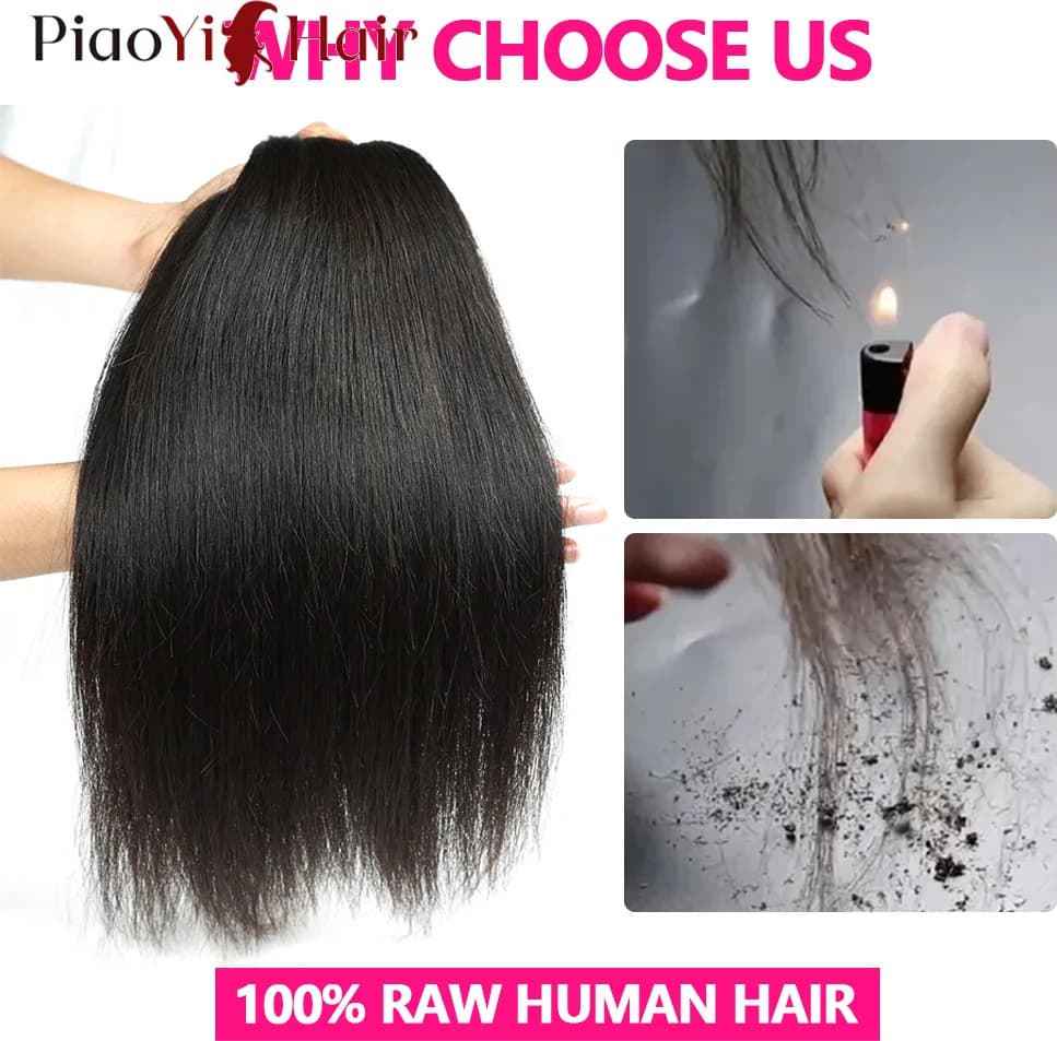 12A paquets de cheveux humains droits 100% paquets de cheveux humains bruts 20 22 24 pouces Extensio