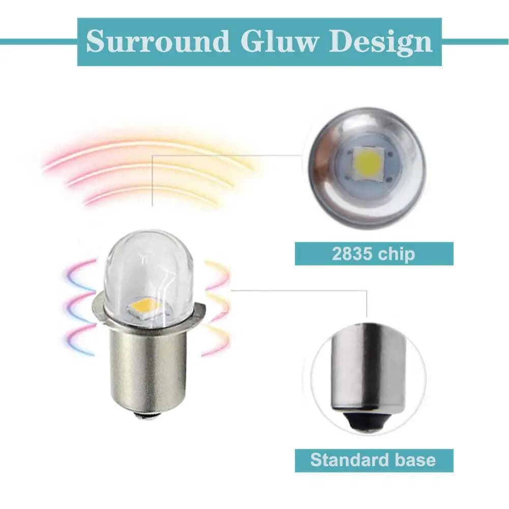 P13.5S Base LED ampoules de mise à niveau blanc Maglite lampe de poche blanc chaud 3000K blanc 6000K