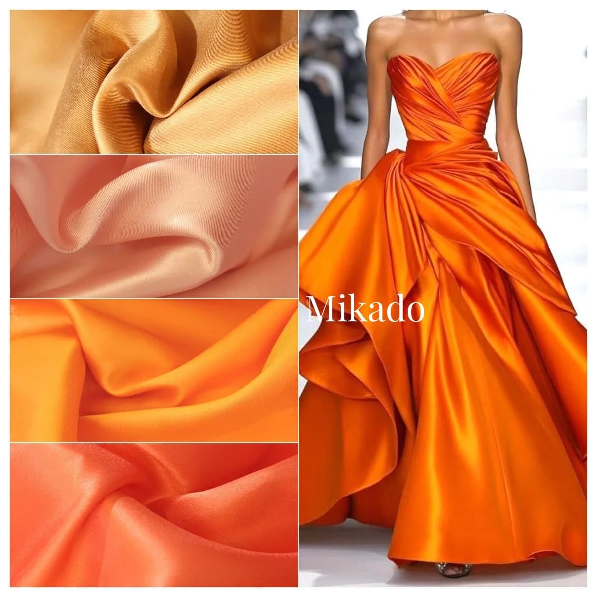 Haute qualité luxe Mikado jaune orange champagne sergé satin robe de mariée et robe de soirée ensemb