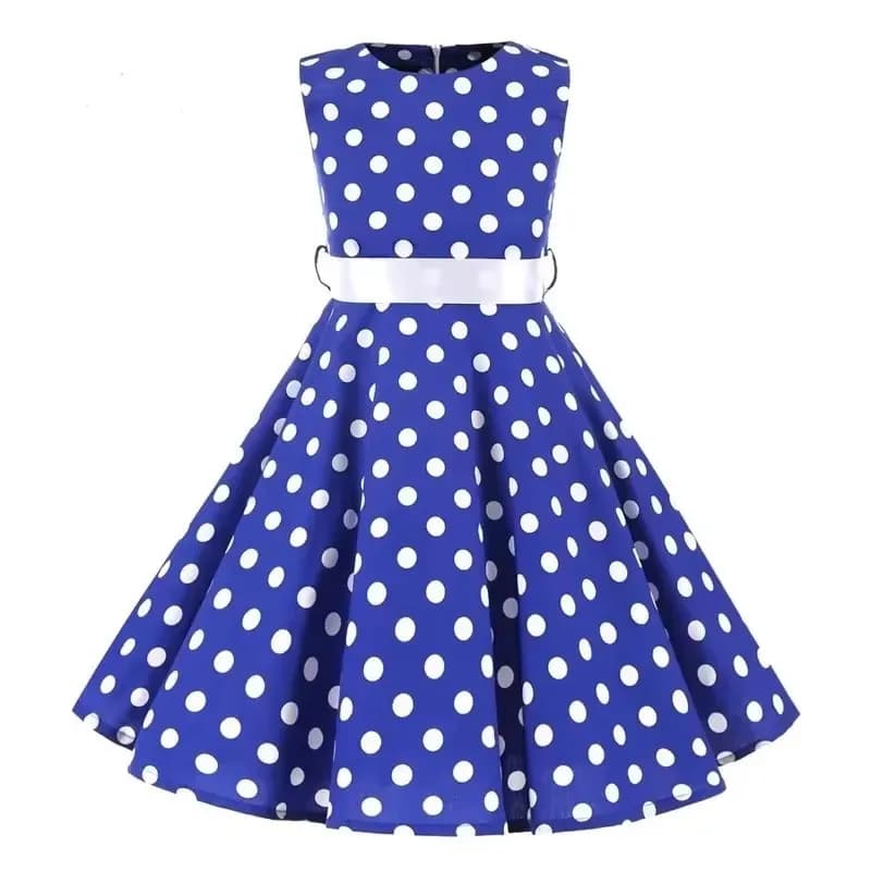Robe d'été mi-longue en coton pour enfants, Vintage, à pois, motif Floral, pour bébé fille