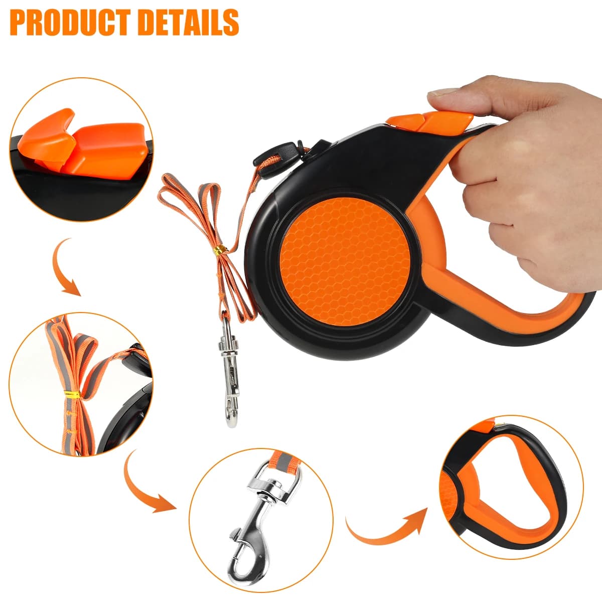 Laisse Rétractable pour Petit et Grand Chien, Collier à Roulette, Accessoires Réglables et Durables,