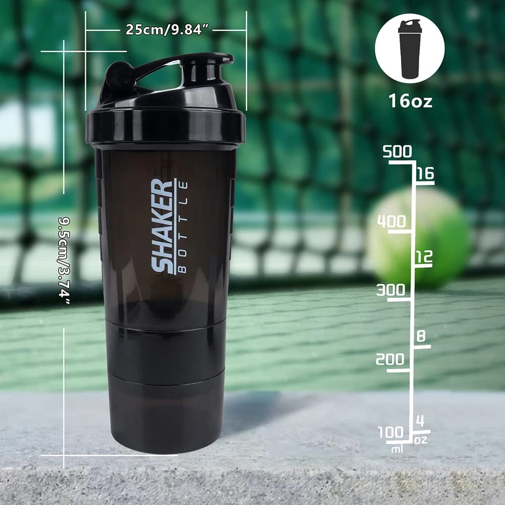 3 couches Shaker bouteille de protéines poudre Shake Cup bouteille d'eau tasse de mélange en plastiq