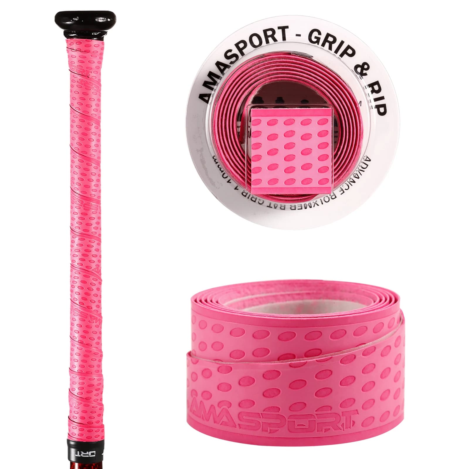 AMASPORT – bandes antidérapantes pour batte de Baseball, Softball, bandeau rose