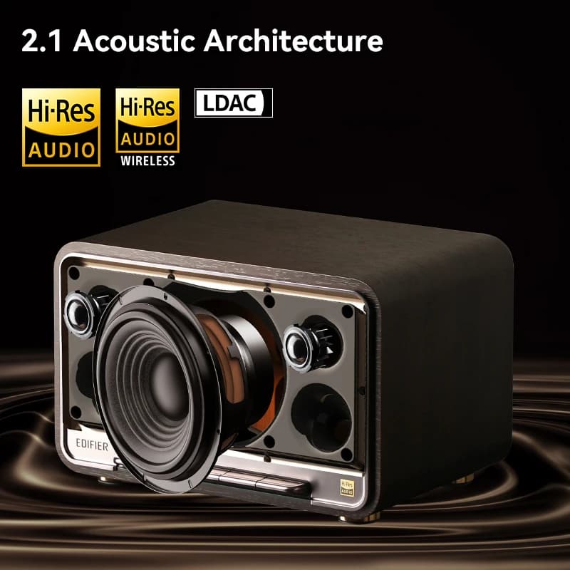 Edifier D32 Enceinte de table sans fil, enceintes Bluetooth rétro, codecs LDAC haute résolution, ent