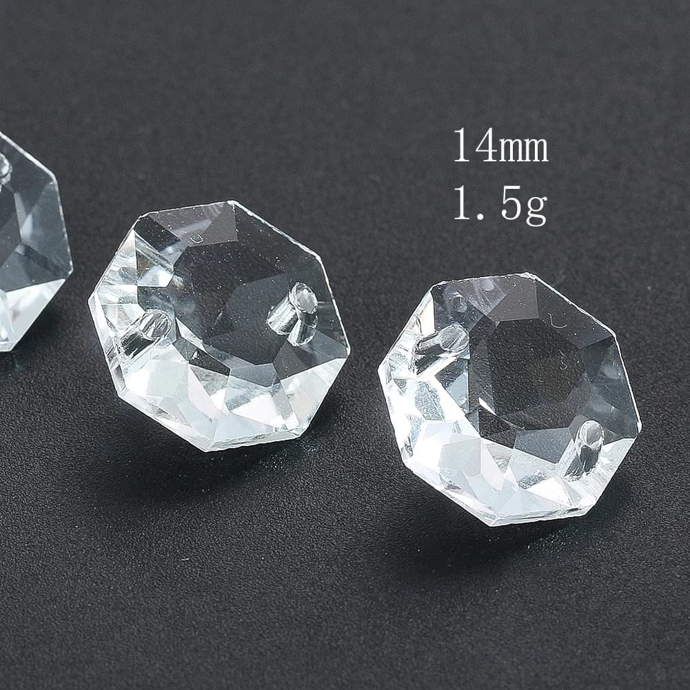 Perles octogonales en cristal 3D, 14mm, 10 pièces, pièces de rechange pour lustre, pendentif suspend