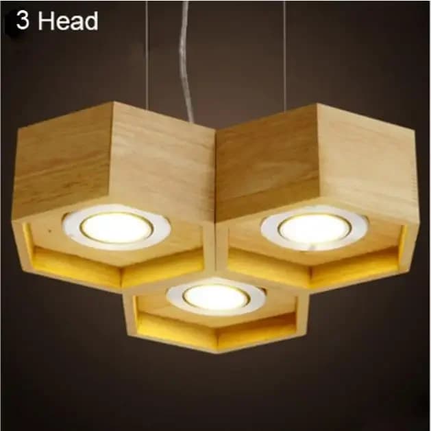 Éclairage créatif en bois accent d'abeille, lustre en bois massif, art moderne et simple, salon, cha