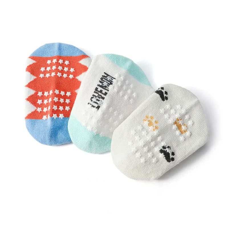 6 paires de chaussettes pour enfants, chaussettes de sol antidérapantes en coton à motif d'animaux d