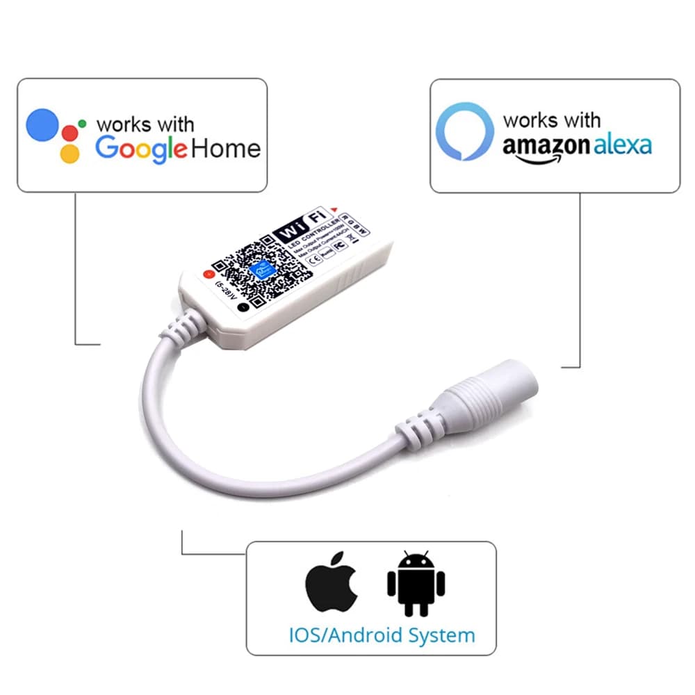 Magic Home-Contrôleur WiFi sans fil compatible Bluetooth, RGB, RGBW, IR, RF, LED, DC5V, 12V, 24V, WS